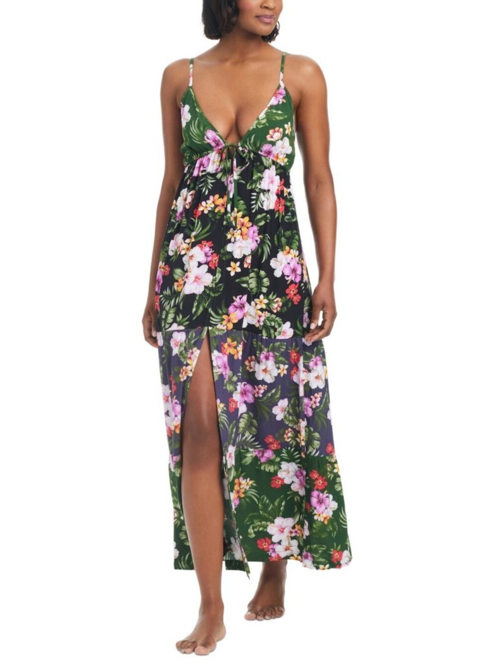 Bar III Women's Floral-Print Tiered Cover-up Dresses Size S